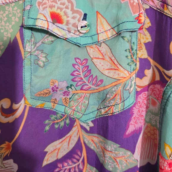 Johnny Was Very Lightweight for Summer : button down Patchwork Floral Print : - Picture 2 of 5